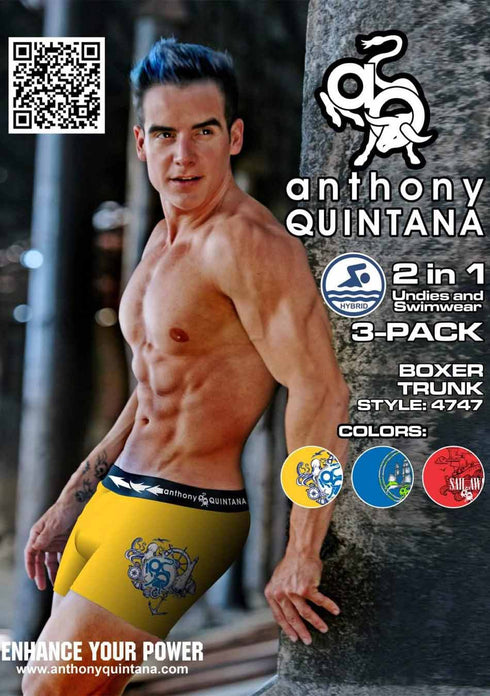 Men's AQ Trunk Men's Hybrid Collection Boxer Briefs Trunk-up Hot Pants – 3-Pack